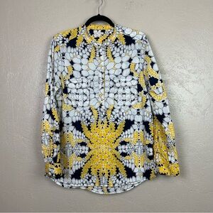 GAP Yellow and Blue‎ Patterned Blouse